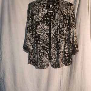 Alex Evenings Black and White Paisley Blazer